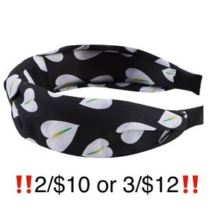 Black & White Leaf Pattern Top Knot Headband